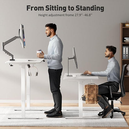 63 x 28 Inch Electric Standing Desk Adjustable Height, Sit Stand Desk, Stand up Desk for Home Office, Computer Workstation (Spliced Desktop,White)