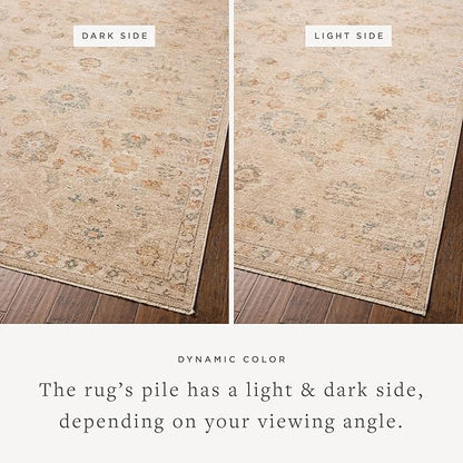 Loloi Chris Loves Julia Palma Collection PLM-11 Natural/Multi 2'-7" x 7'-6" Fringe Runner Rug Vintage Style Boho Living Room Bedroom Carpet