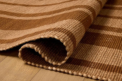 Loloi Leanne Ford Weatherstaff Collection WTS-04 Cinnamon/Natural 9'-3" x 13' Area Rug Jute, Striped, Neutral, Living Room, Bedroom, Dining Room
