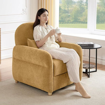 Modern Accent Chairs for Living Room, Comfy Chenille Armchairs with Storage, 33.5" W Single Reading Chairs for Bedroom, Study Room, Apartment, Tool Free Assembly, Mustard Yellow