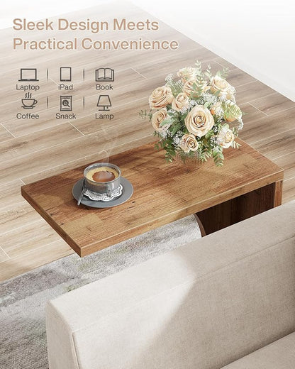 Tribesigns C-Shaped End Table for Couch, Sofa Side Table, C Table for Small Space, Living Room, Bedroom (1, Walnut Brown)