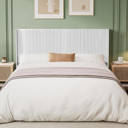 Wood Headboard King Size Headboard Only, 80.3" Wide Wooden Head Board King Size, Farmhouse Wall Mounted Headboards, Boho Headboards, Snow White
