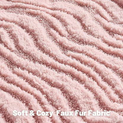 FUTEI Pink Decorative Throw Pillow Covers 22x22 Inch Set of 2,Soft Faux Fur Geometric Shapes Texture Cushion Case,Boho Home Decor for Couch Bed Living Room