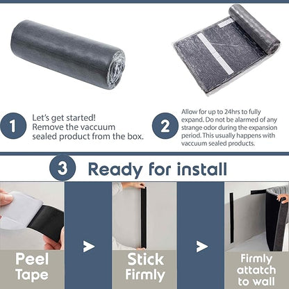 Nestl Upholstered Full Headboard - Easy Assemble Channel Stitched Headboard Full Size - Wall Mounted Headboards with 3D Soundproof Wall Panels Peel & Stick Floating Headboards, Grey