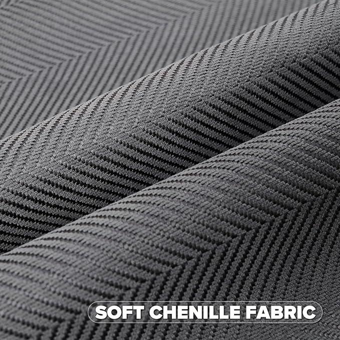 FUTEI Dark Grey Chenille Throw Pillow Covers 26x26 Inch Set of 2,Soft Wide Chevron Textured Euro Pillow Shams,Farmhouse Home Decor for Couch Bed Living Room