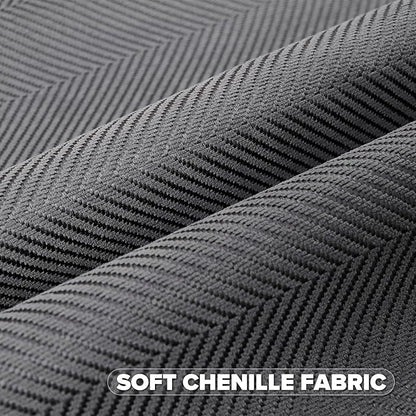 FUTEI Dark Grey Chenille Throw Pillow Covers 12x20 Inch Set of 2,Soft Wide Chevron Textured Lumbar Pillow Cases,Farmhouse Home Decor for Couch Bed Living Room
