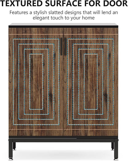 Tribesigns Shoe Cabinet with Doors, 20 Pairs Entryway Shoe Storage Cabinet with Shelves, 5-Tier Modern Free Standing Shoe Racks Storage Organizer for Closet, Living Room, Bedroom (Brown/Black)