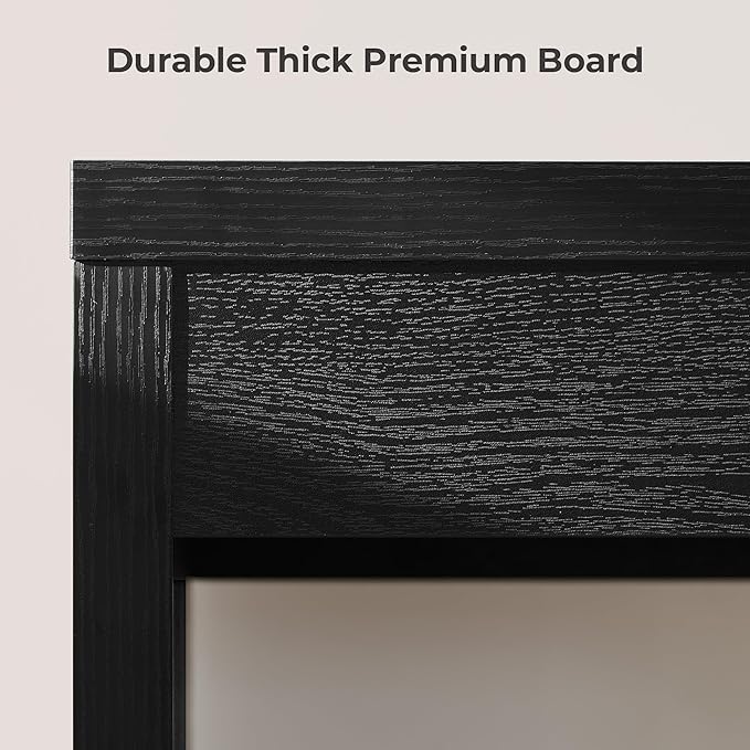 SICOTAS Home Office Executive Desk - 47-Inch Computer Desk with Drawer, Farmhouse Writing Study Desk with Storage,Boho Makeup Vanity Table for Bedroom (Black Oak, 2 Pieces)