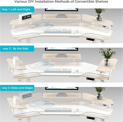 EUREKA ERGONOMIC Standing Desk,63" Electric Adjustable Height Computer Desk,Wing Shaped Music Studio Desk, LED Monitor Stands, Dual Motor&Slot, Maple