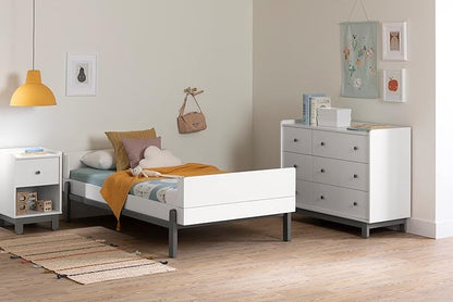 South Shore Furniture Bebble Complete Bed, Twin, Soft Gray and White