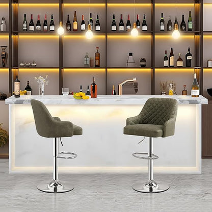 VECELO Bar Stools Set of 4, Adjustable Bar Stools with Back, Bar Height Stools for Kitchen Counter