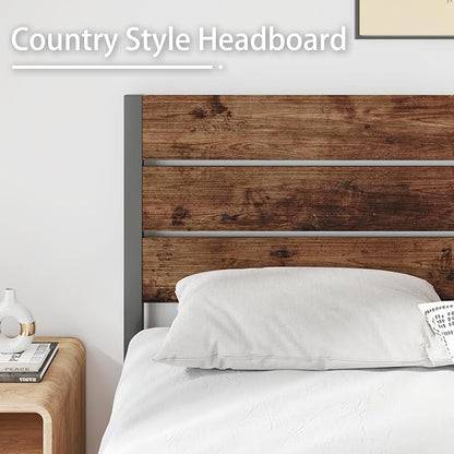 Full Bed Frame with Headboard and Footboard, Metal Full Bed Frame with Under Bed Storage, All-Metal Support System, No Box Spring Needed, Easy Assembly,Rustic Brown