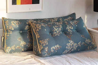 WOWMAX Wedge Pillow Headboard Dorm Headboard Twin XL Bed Bolster Pillow for Bed with Removable Cover Lake Blue