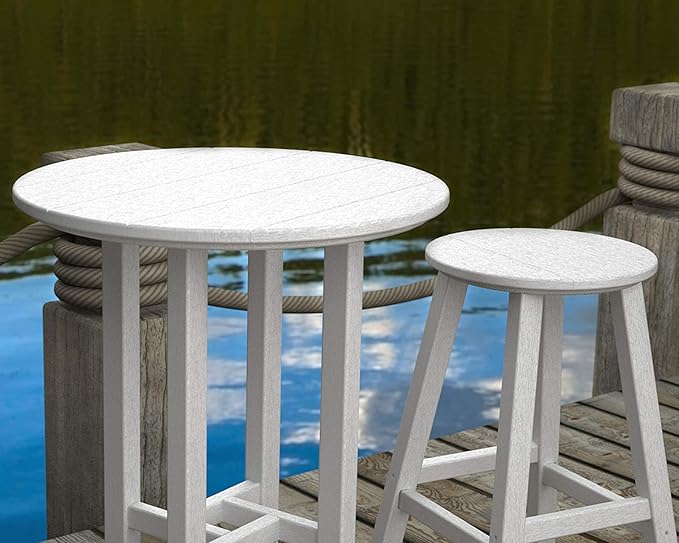 POLYWOOD RRT124WH Traditional 24" Round Counter Table, White