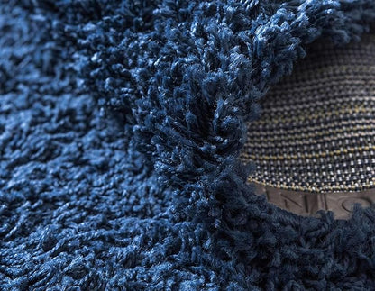 Unique Loom Solid Shag Collection Area Rug (10' x 13' Rectangle, Sapphire Blue/ Navy Blue)