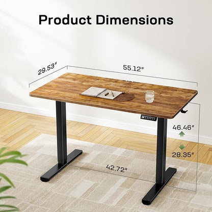 Marsail Electric Standing Desk with One-Piece Desktop,55 x 30 inch Height Adjustable Office Gaming Computer Desk with Deeper Tabletop, Home Office Stand up Desk with 4 Memory Presets, 2 Packages
