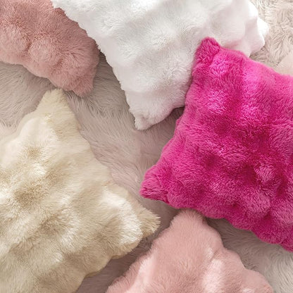 MIULEE Faux Fur Pillow Covers Thick Soft Plush Christmas 26x26 Inch Pack of 2 Euro Throw Pillows Luxury Home Decor for Winter Holiday Bed Couch Bedroom Living Room Sofa,White
