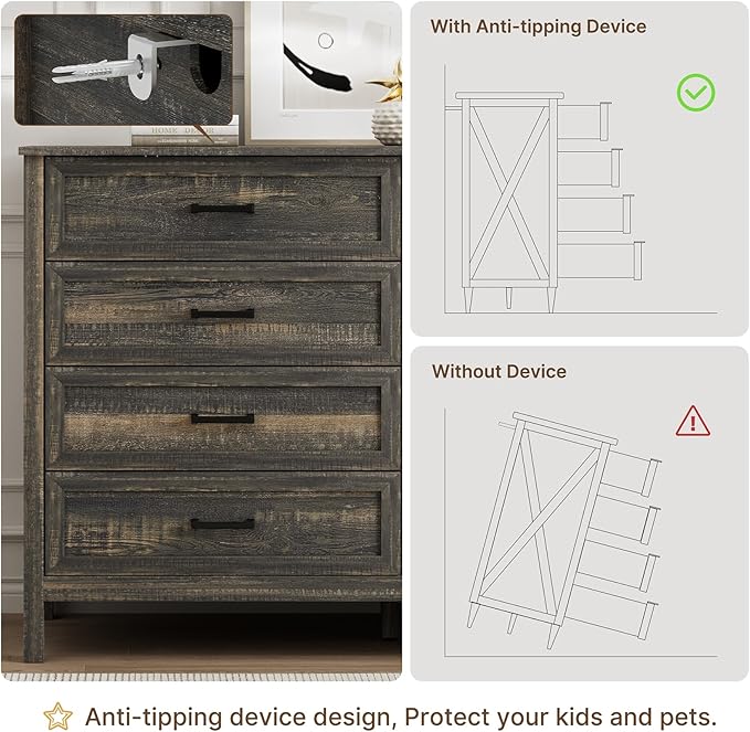 LYNSOM Farmhouse 8 Drawer Dresser for Bedroom, 55 Inch Wide Wood Rustic Chest of Drawers with X-Marking & Bar Handle, Large Storage Dressers Organizer for Bedroom, Living Room, Dark Rustic Oak