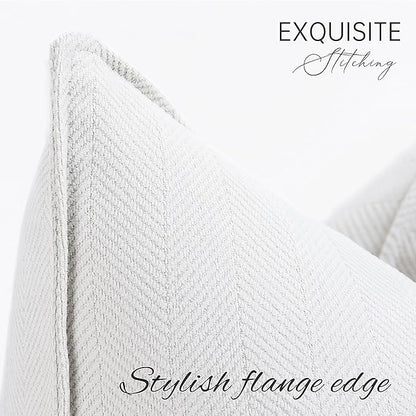 ZWJD Cream Pillow Covers 24x24 Set of 2 Chenille Throw Pillow Covers with Elegant Design Soft and Luxurious Decorative Throw Pillows for Couch, Bed, and Home Decor