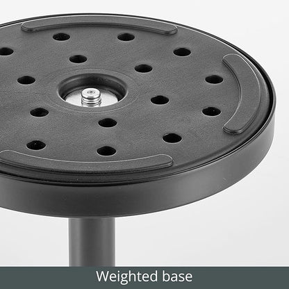 mDesign Glass Top Side/End Drink Table - Tall Modern Round Accent Metal Nightstand Furniture for Living Room, Dorm, Home Office, and Bedroom - 9" Round - Matte Black