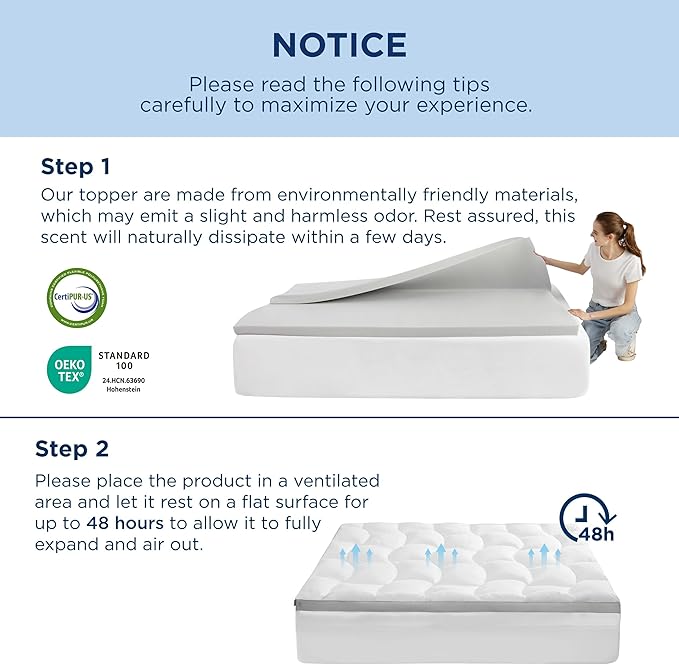 Bedsure 4 Inch Memory Foam Mattress Topper Full Size, Dual Layer 2.5 Inch Gel Memory Foam & 800 GSM Waterproof Pillow Top Cooling Mattress Pad with 8-21 Inch Deep Pocket
