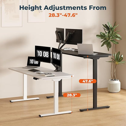 Dual Motor Standing Desk, Large Stand Up Desks, 63x28 Inches Electric Sit Stand Desks, 4 Memory Preset Adjustable Height Desk Home Office Desks(White)