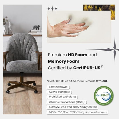 Chromcraft Set of 2 Swivel Tilt Chairs, Luxe Wooden Arm All-Metal Pedestal Base Chairs with Wheels for Kitchen