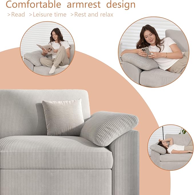 EASE MOOSE Oversized Sectional Modular Sofa,L Shape Sectional Couch with Ottoman,Deep Seat Cloud Couch for Living Room，Removable Cover