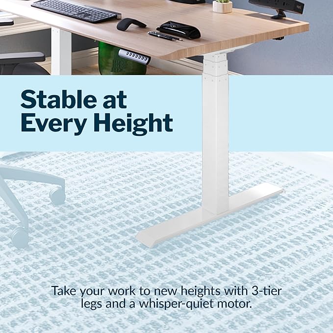 Vari ComfortEdge 48x30 Inch Electric Standing Desk – Height Adjustable Sit Stand VariDesk with Memory Presets, Sloped Edge, 220 LB Capacity + Tool-Free Assembly (Light Wood)