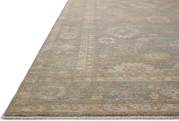 Loloi Chris Loves Julia Louisa Collection LOI-04 Lagoon/Ivory 5'-3" x 5'-3", .38" Pile Height, Round Area Rug