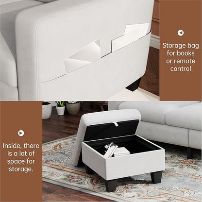 Youmumeub 79''Sectional Couch Couches for Living Room - L-Shaped 4-Seater Deep Sectional Sofa,Removable Covers,Suitable for The Living Room, Apartment or Office-White