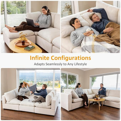 VANOMi Modular Sectional Sofa, Convertible Couch Modular Sofa Without Ottoman, Sectional Sofas for Living Room Small Apartments
