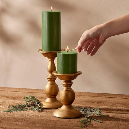 Thymes Frasier Fir Scented Candles for Home Decor - Green Pillar Candles for Women & Men - Place on Candle Holder - Luxury Home Fragrance Gifts - Small (3" x 3" Pillar)