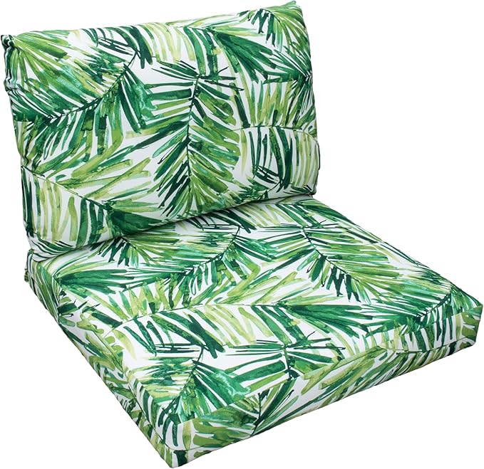 Tommy Bahama Deep Seating Lounge Cushion, 24" X 24" X 4", Coastal Palm Green Leaf