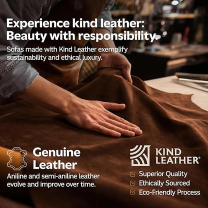 SIMPLIHOME Rex Modular Sofa and Ottoman Set in Full-Grain Genuine Leather, Sienna, 88-inch-Wide 2-Seater Leather Couch and Matching 34-inch-Wide Table Ottoman for Living Room