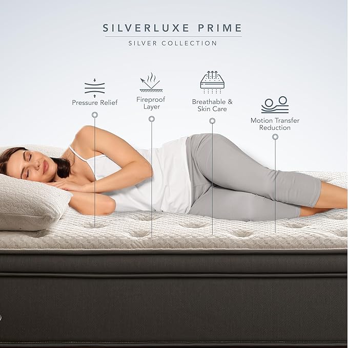 EPITEX Silverluxe Prime Queen Mattress, 12 Inch Gel Memory Foam Queen Size Mattress in a Box, Individual Pocket Spring for Low Motion Transfer, Medium Firm Mattress, Gray