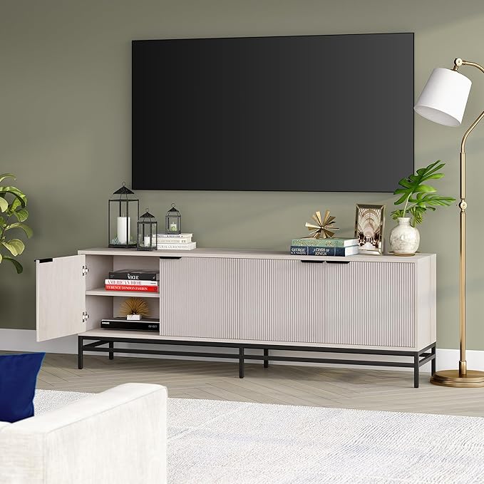 Henn&Hart Montello TV Stand, 70" Wide, White