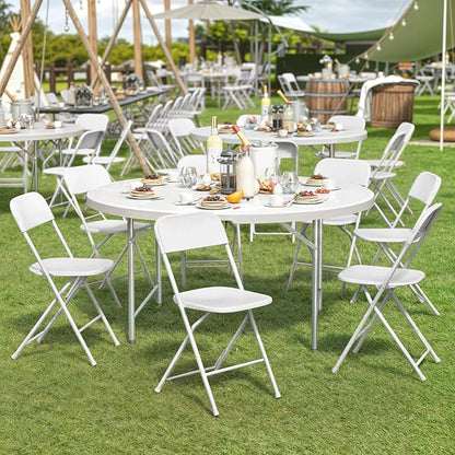 Magshion Plastic Folding Chairs 10 Pack White Foldable Dinning Chairs for Wedding Parties Event Outdoor Indoor Lightweight Chair 330lbs Capacity