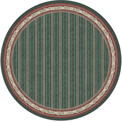 RUGGABLE x Morris & Co Machine Washable Area Rug– Fruit Stripe Spruce Green 6 ft Round, Stain-Resistant, Non-Slip – Medium Rugs for Living Room, Bedroom, Hallway, Entryway & Office–with Cushioned Pad