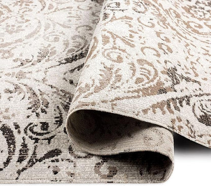 Nicole Miller New York Patio Sofia Juniper Indoor/Outdoor Area Rug, Ivory/Mustard, 7'9"x10'2" Rectangle, Rectangular