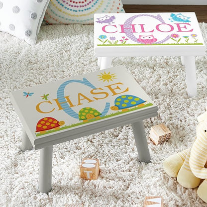 Let’s Make Memories Personalized My Own Name Step Stool - Children’s Step Stool - Sturdy Wood – Non-Toxic Paint, Sealer - Owl Design - Espresso - 14’Wx9.25”Lx8.75”H - Ages 3+
