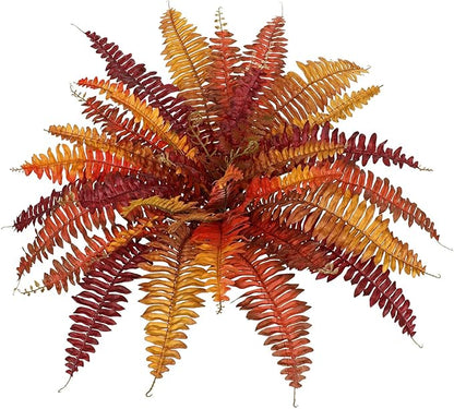 Fall Ferns Artificial Plants 37 Fronds Faux Ferns for Outdoor Planter Fake Fall Leaves Stems Artificial Fern Bouquet Silk Autumn Shrubs for Table Centerpiece Porch Vase Home Garden Thanksgiving Decor