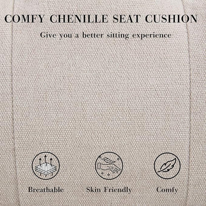 HEAH-YO Accent Chair Set of 2,Modern Vintage Living Room Chair for Bedroom with Button Tufted Back and Wood Legs,Upholstered Comfy Reading Chair for Makeup Vanity Cafe,Chenille Beige