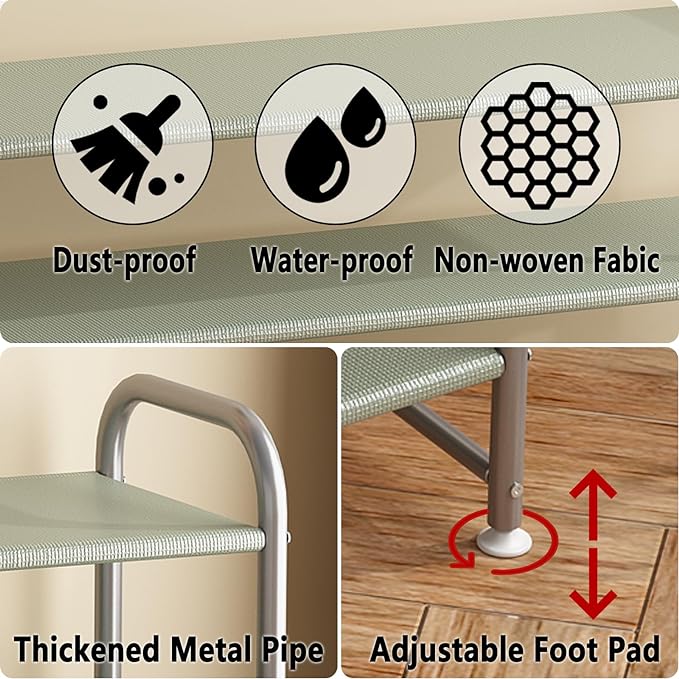Shoe Rack 4 Tier Long Storage Organizer Wide Metal Shoe Shelf for Closet Entryway Grey
