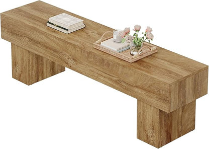 Tribesigns 63“ Extra Long Entryway Bench, Indoor End of Bed Bench for Bedroom, Farmhouse Wooden Shoe Seat Dining Bench for Dining Room, Living Room, Hallway, Light Brown