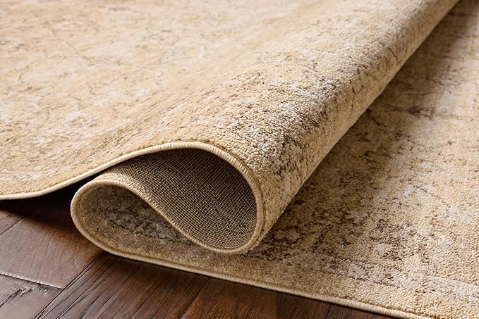Loloi Chris Loves Julia Palma Collection PLM-10 Wheat/Bark 11'-6" x 15'-7" Fringe Area Rug Vintage Style Boho Living Room Bedroom Carpet