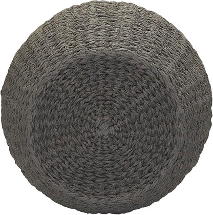 Household Essentials Handwoven Paper Rope Barrel Wicker Storage Basket Side Table, Gray