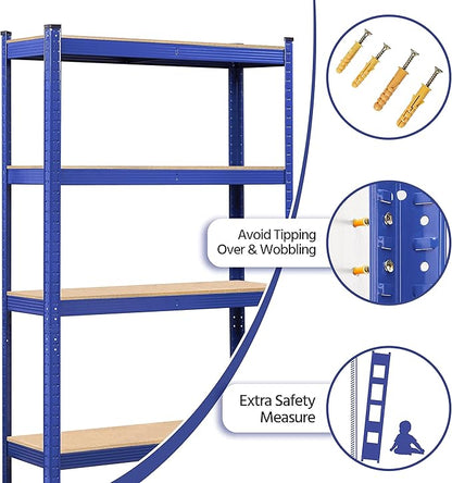 Yaheetech Standing Shelf Units, 5 Tier Storage Shelf, Heavy Duty Shelving, Adjustable Garage Shelves, Utility Rack Shelf Unit, Basement Warehouse Shed, 35.5″W× 12″D × 71″H - Blue