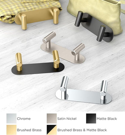 Gatco 1291 Modern Decor Wall Hook. Coat Hat Towel Robe Hook. For Entryway, Living, Kitchen, Bedroom, Bathroom. 2-hook. Chrome on Premium Brass.