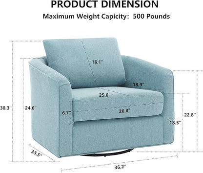 MINCETA Accent Chairs Set of 2, 360° Swivel Barrel Chair with High Density Foam, Oversized Reading Chair with Performance Fabric Upholstered Armchair for Living Room, Bedroom, Apartment Teal Blue